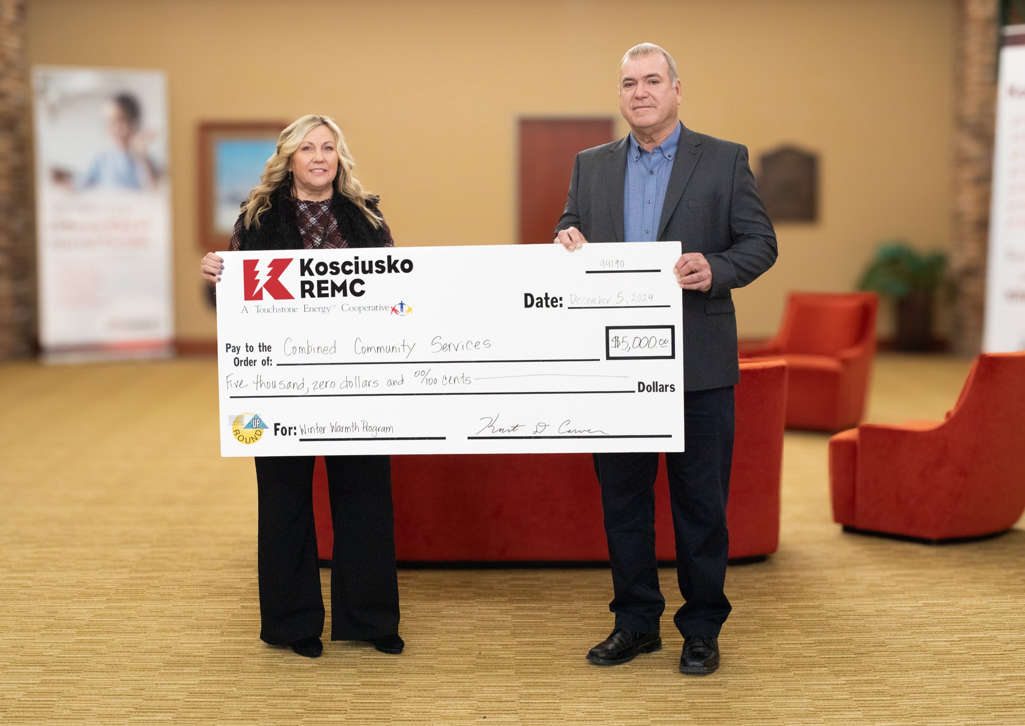 President and CEO Kurt Carver Presents Donation to Combined Community Services