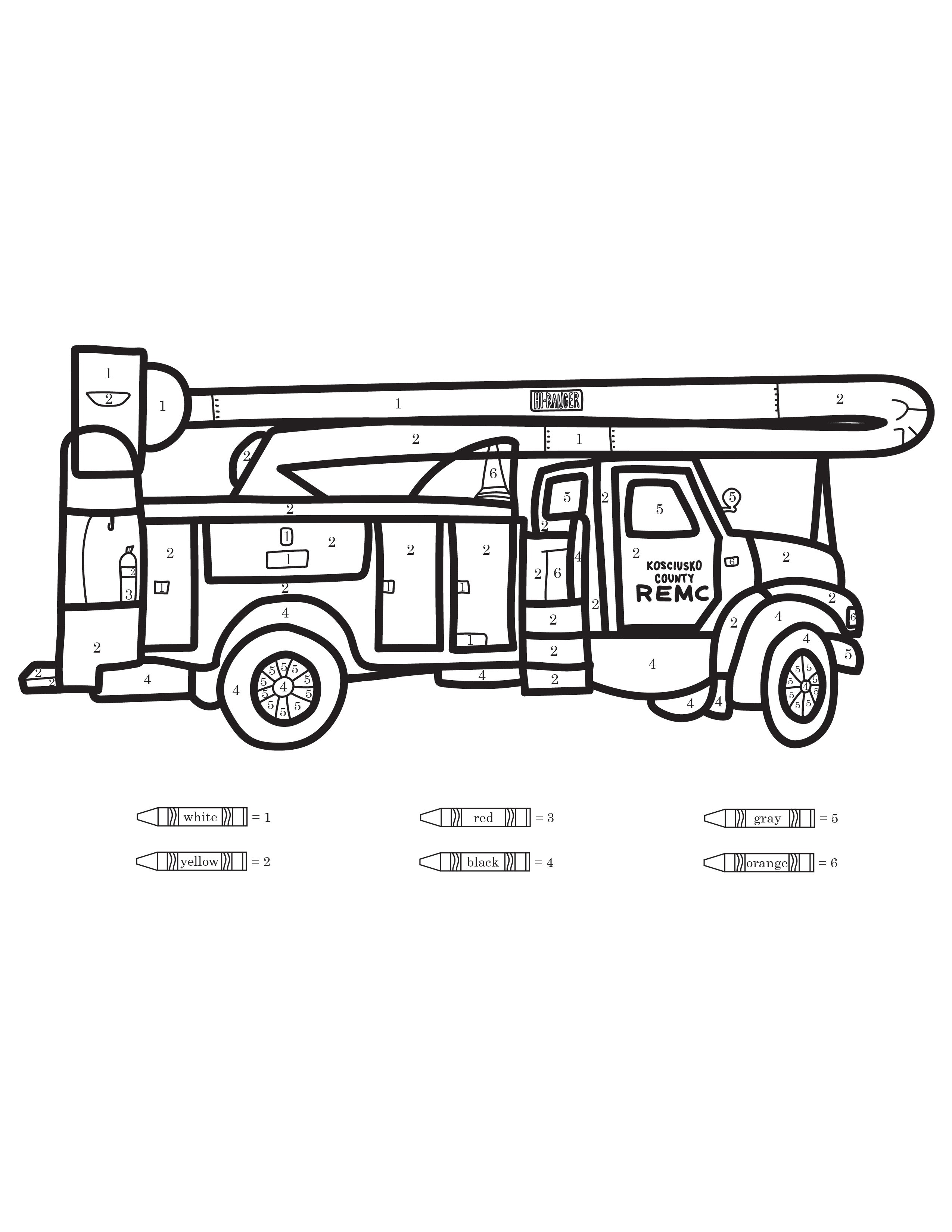 Truck color by number page