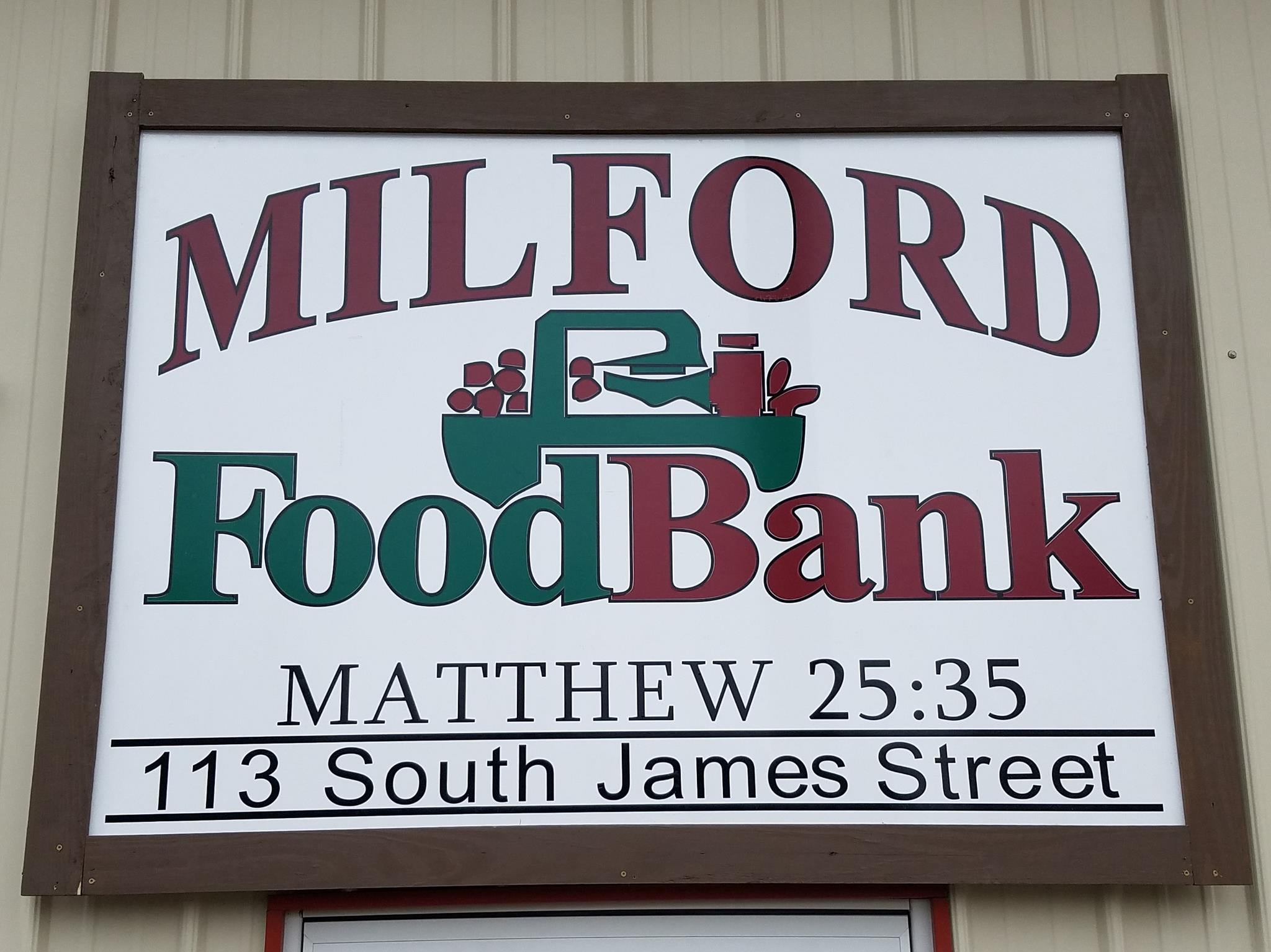 The Milford Food Bank Sign