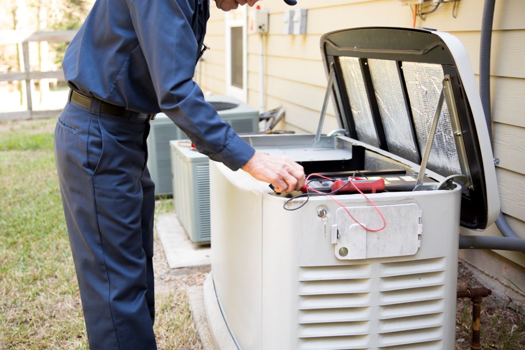 Man working on generator